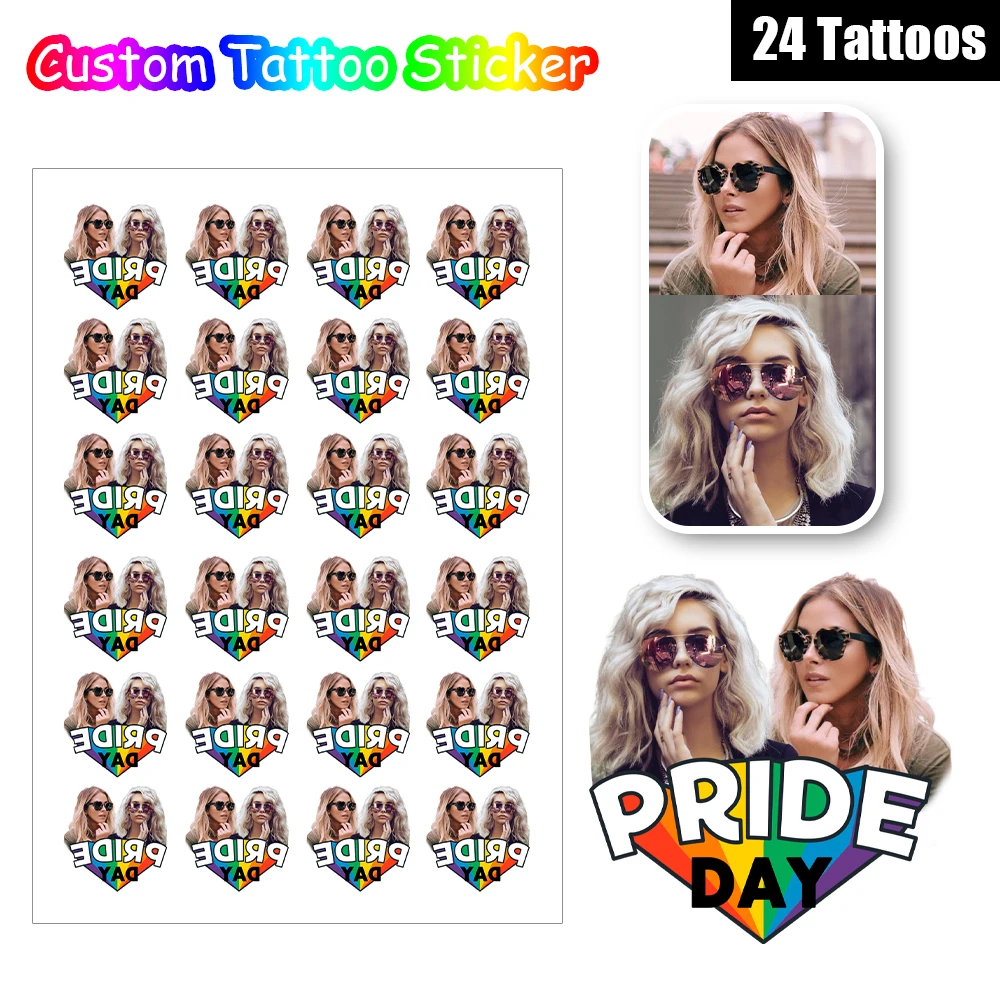 

24 Designs Custom Pride Day Rainbow Folk Art Temporary Tattoo Stickers, Perfect for Costume Parties, Cultural Events & Festival