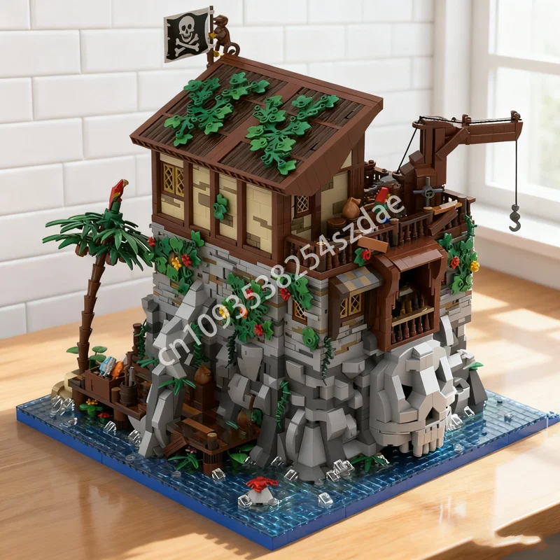 5887 قطعة MOC القراصنة الجمجمة جزيرة Redbeard S منزل نموذج اللبنات تجميع DIY بها بنفسك اللعب الطوب هدية الكريسماس هدايا أعياد ميلاد للأطفال #1