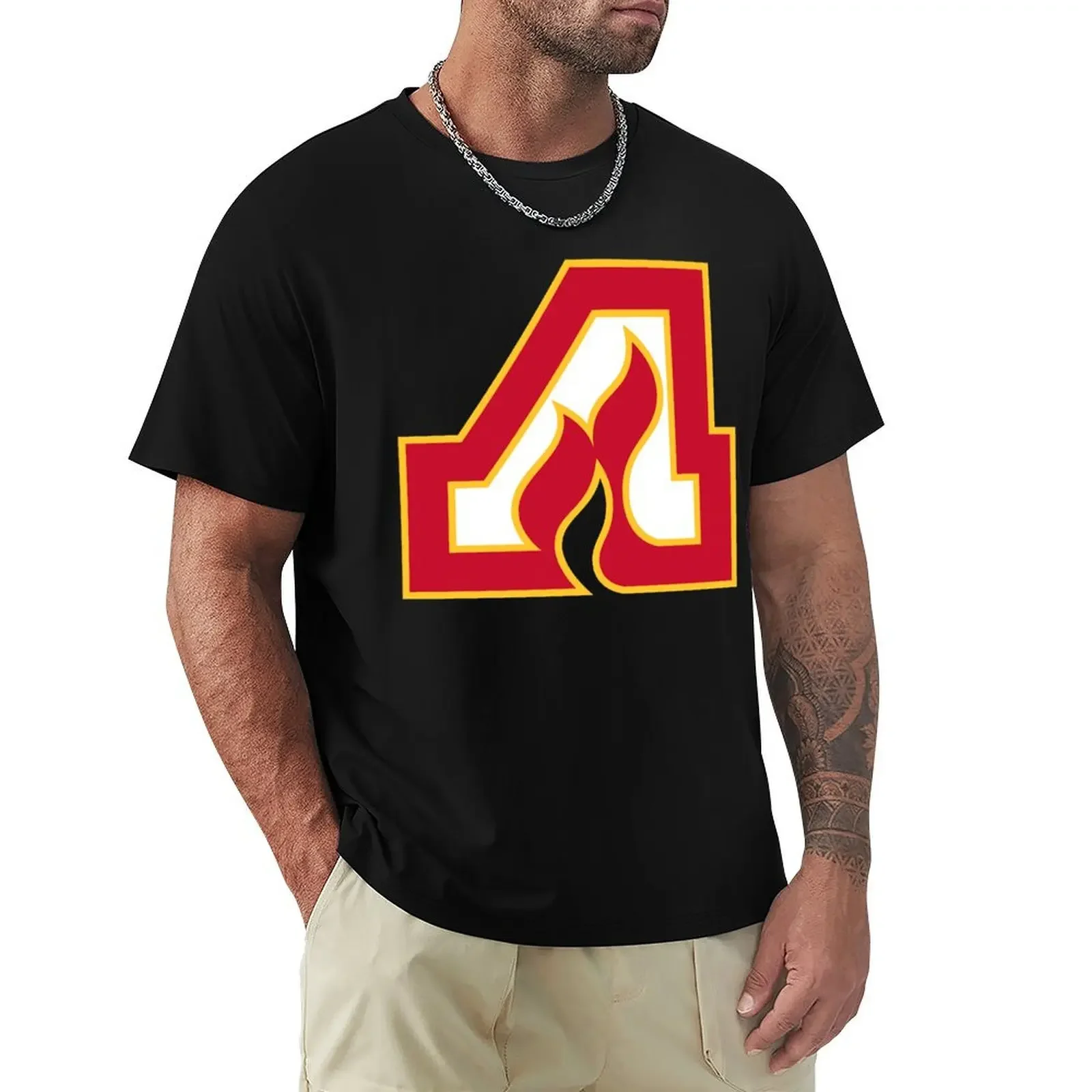 

Atlanta flames vintage logo T-shirt quick drying boys animal print Aesthetic clothing mens cotton t shirts