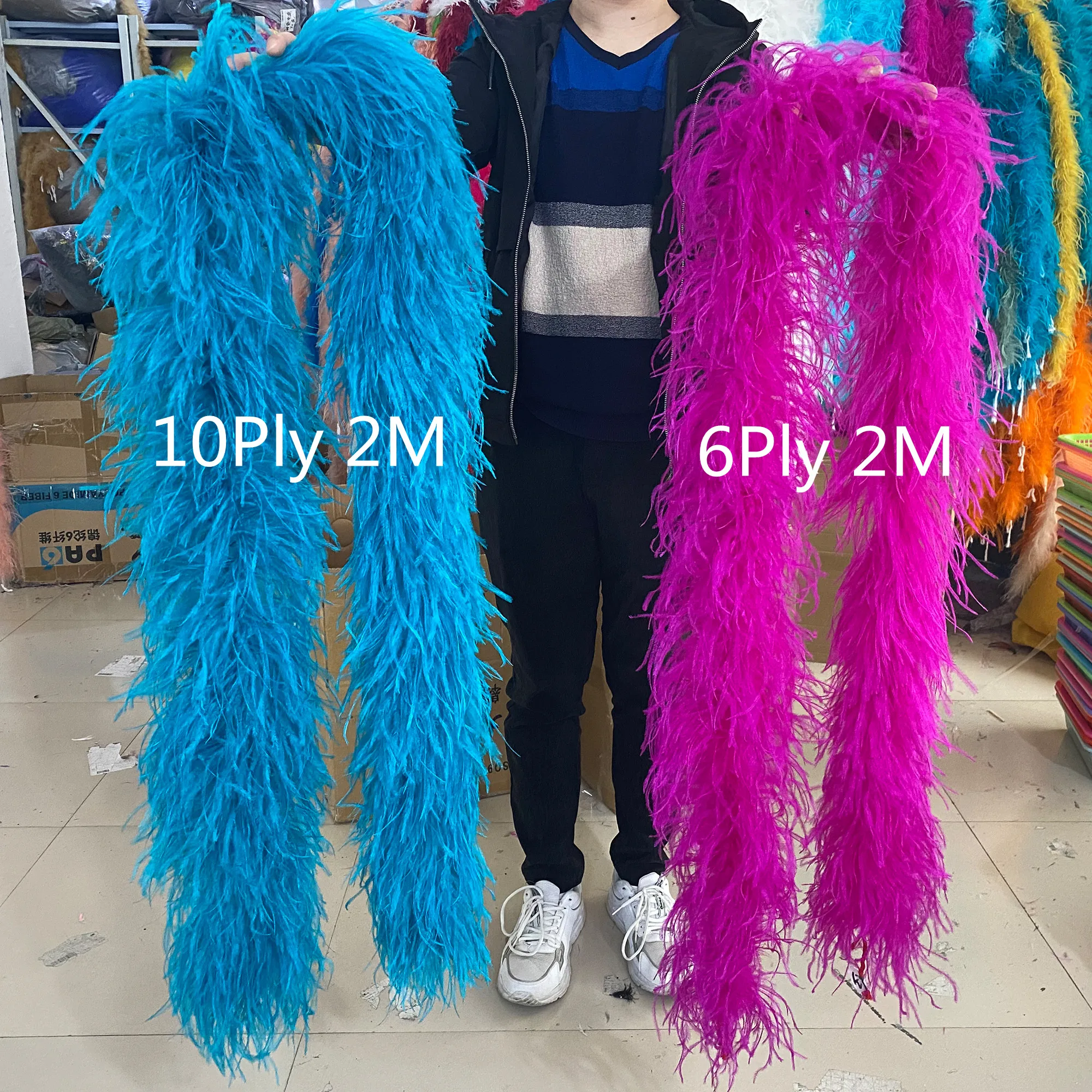 Custom Ostrich Feather Boa 6/10/15 PLY Soft Fluffy Plumes Shawl Trim Scarf for Wedding Party Dress DIY Craft Decor Accessories