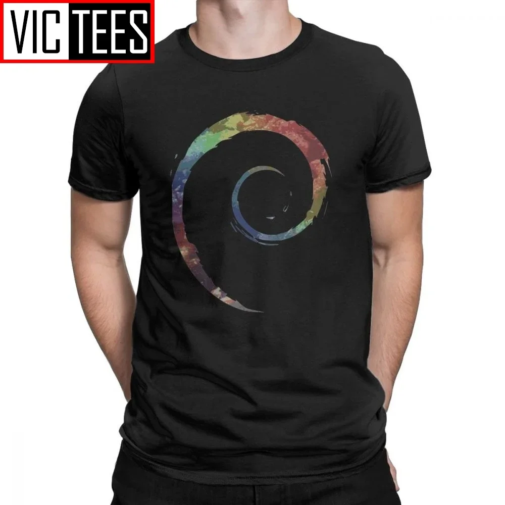 

Colorful Debian T Shirts Men's Cotton Vintage T-Shirts Crew Neck Linux Operating System Ubuntu Tees Camiseta Tops Party