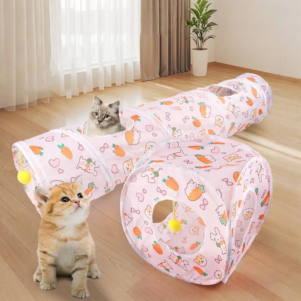 Fun Polyester+Steel Wire Cat Tunnel Tube Breathable Training Interactive Cat Nest Foldable Cat Maze Tunnel Puppy