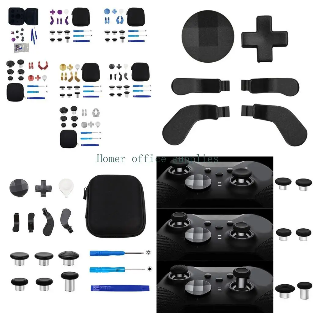 K43B Antislip Textured Joystick Cap and Back Button Metal Thumbsticks Paddles