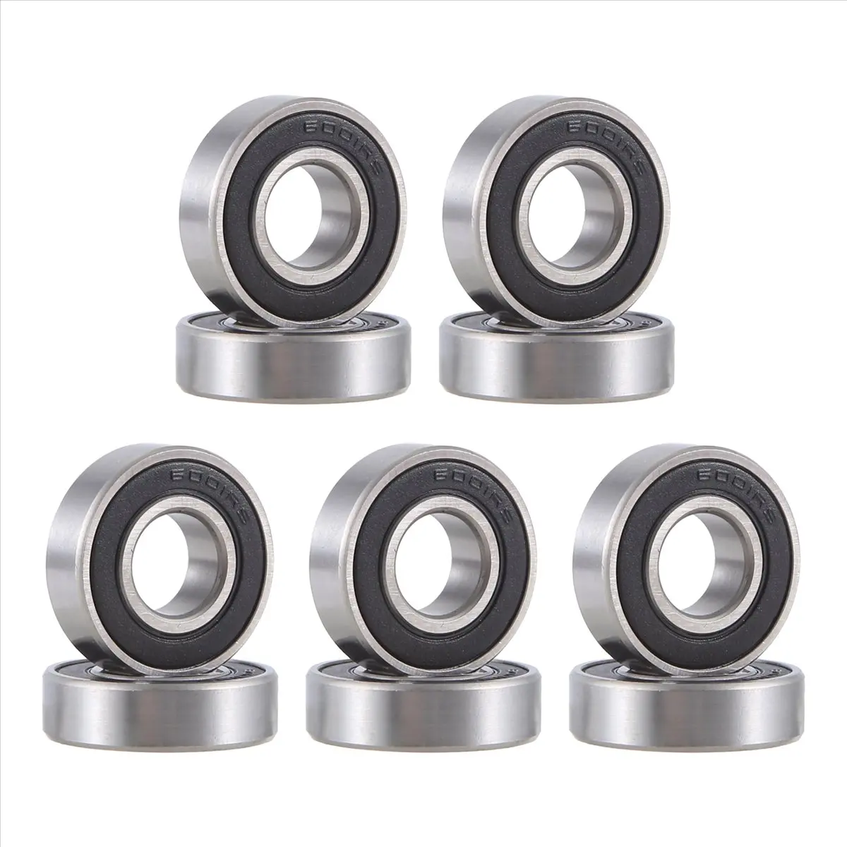 A20I 6001RS Deep Groove Ball Bearing 28 x 12 x 8 mm 10 Pieces, Silver & Black