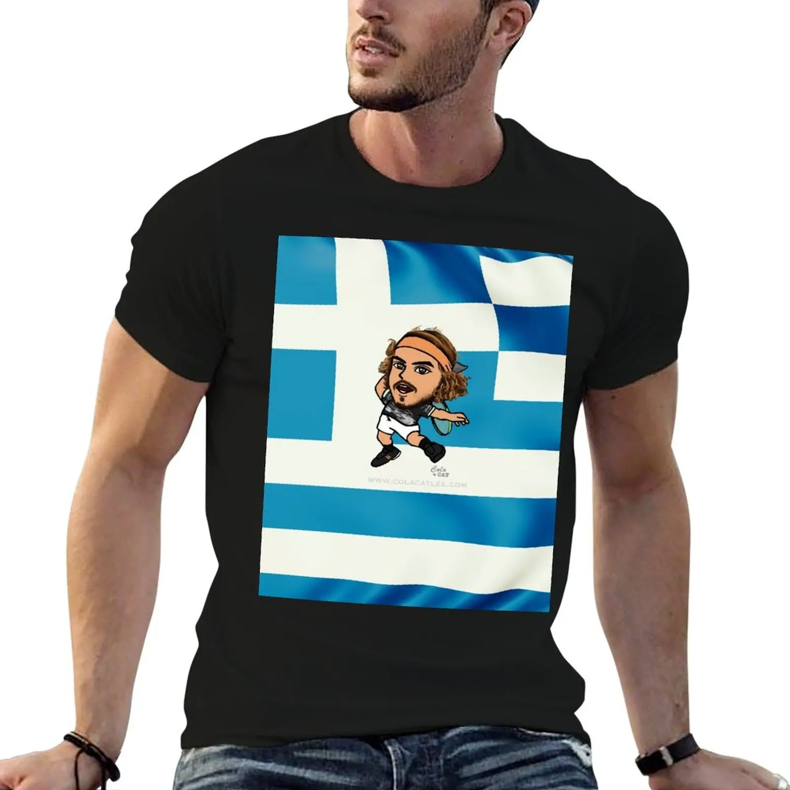 Stefanos Tsitsipas T-Shirt vintage anime shirt aesthetic clothes vintage graphic tee t shirts for men cotton