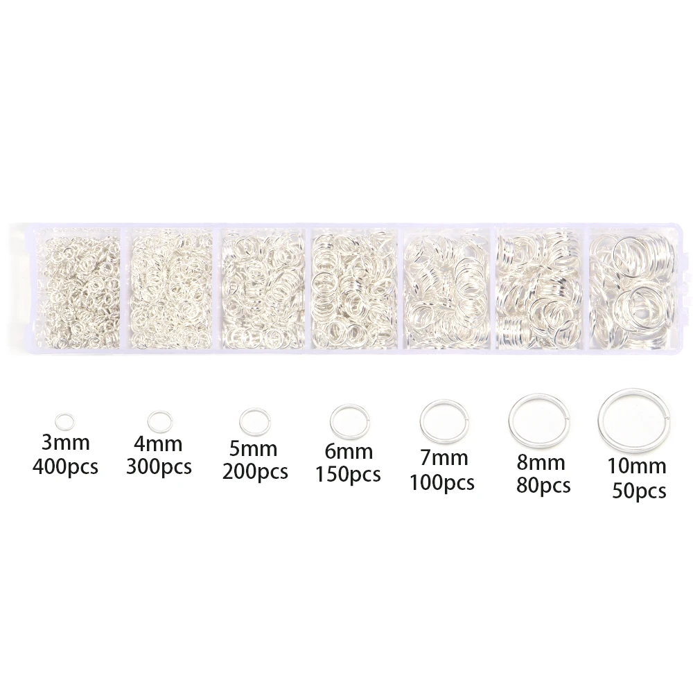 Ein Satz Box Biegeringe Spaltringe Link Loop Box 3 4 5 6 7 8 10 mm Biegeringe Verbinder für DIY Schmuckherstellung Halskette Armband