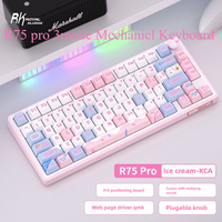 RK R75 Pro Wireless Mechanical Keyboard 75% Custom 3 Mode RGB with Volume Knob Gasket Structure Full Keys Hot Swap, PBT Keycaps