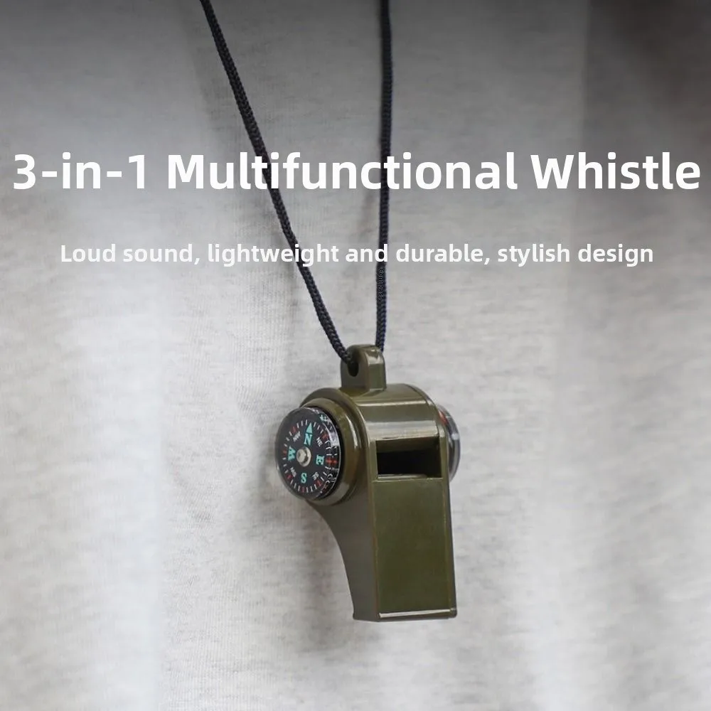 Multifunctional Whistle with Compass Thermometer 3in1 with Strap Hanging Rope High-frequency Whistle Portable