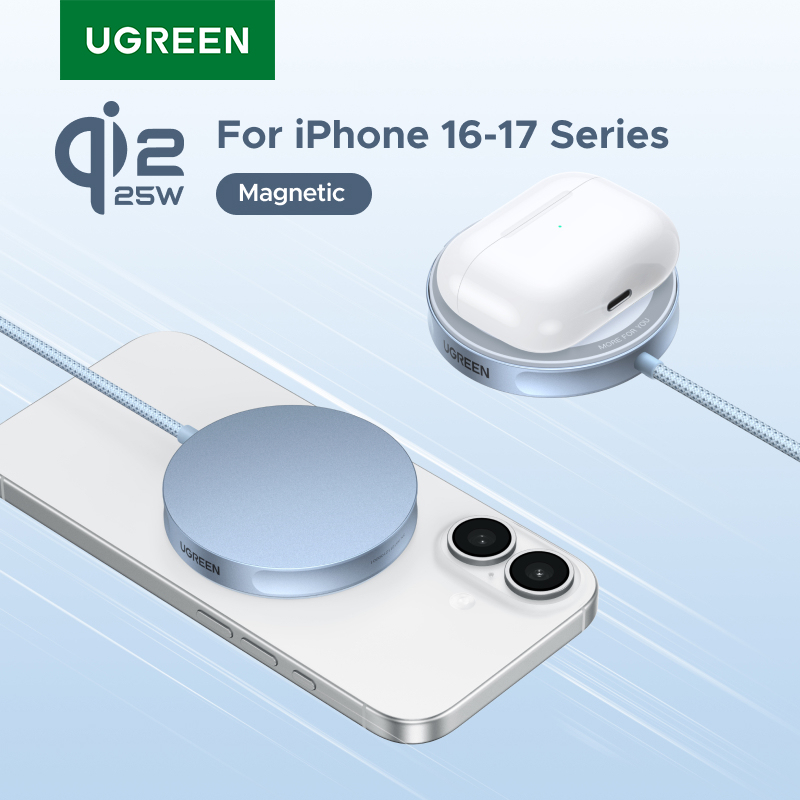  UGREEN Magflow Qi2.2 25W Wireless Charger Pad for iPhone 17/16 pro Max Fast Charging Magsafe Certified Phone Charging Pad 