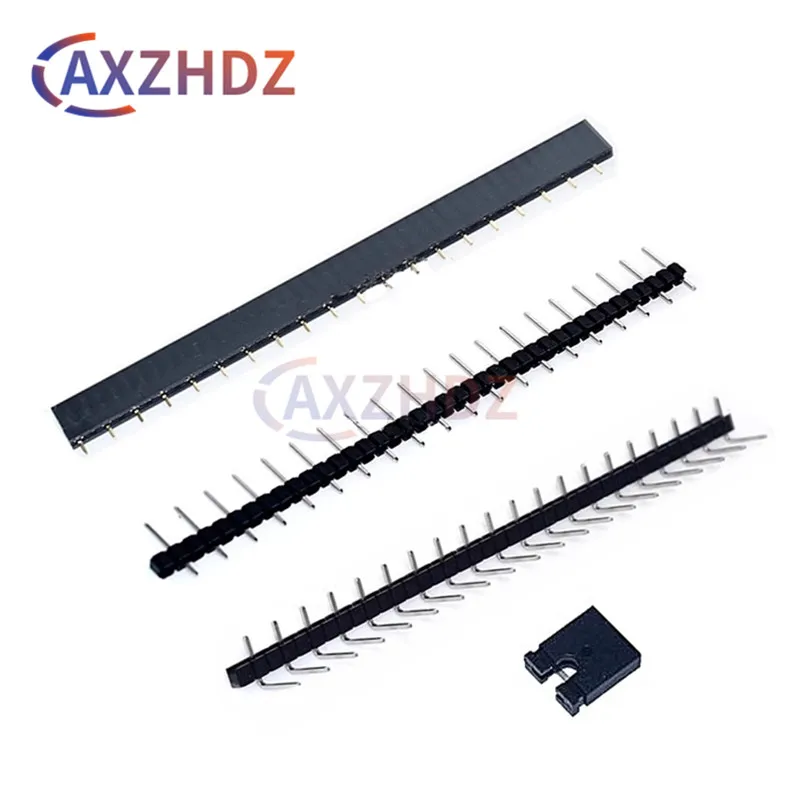 

5PCS 5.08MM Female And Male Connectors Single Row 1x20Pin Straight Needle 90 Degree Curved Needle With Hat 5.08MM 1*20P