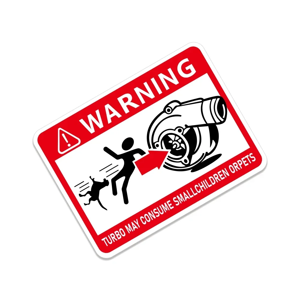 12x9cm Turbo Warning Funny Car Stickers Auto Rear Bumper Window Body DIY PVC Vinyl Decals Car Styling Tuning Decor Accessories