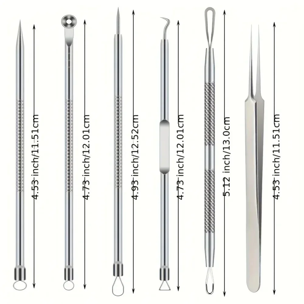 6Pcs Ultra-Precise Pimple Tweezers Set Pro Acne and Blackhead Removal Tool for Effective Face Care and Skin Purification