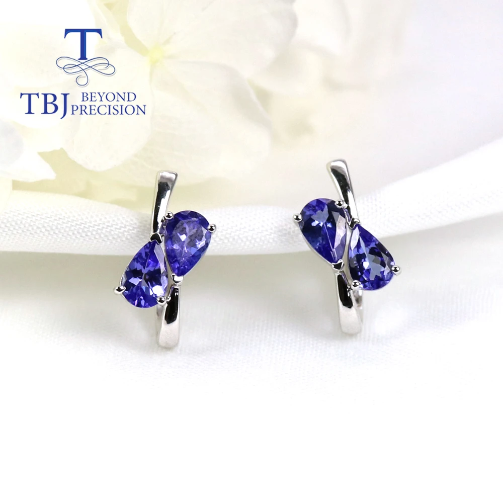 14K white gold earring  natural tanzanite pear 4*6mm 1.5ct gemstone earring 585 white gold fine jewelry for women wife nice gift