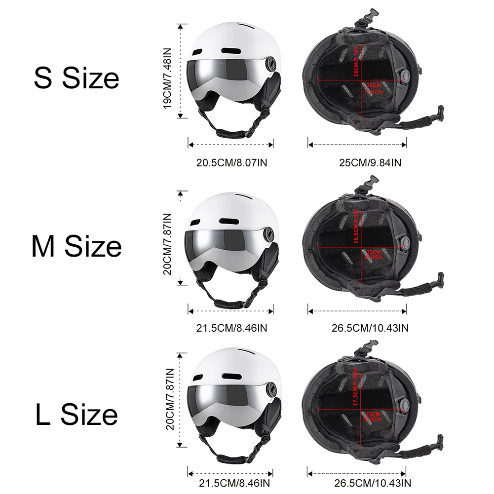 Helm sepeda Ski musim dingin pria wanita, helm keselamatan papan salju dengan kacamata, cangkang ABS pelindung busa EPS