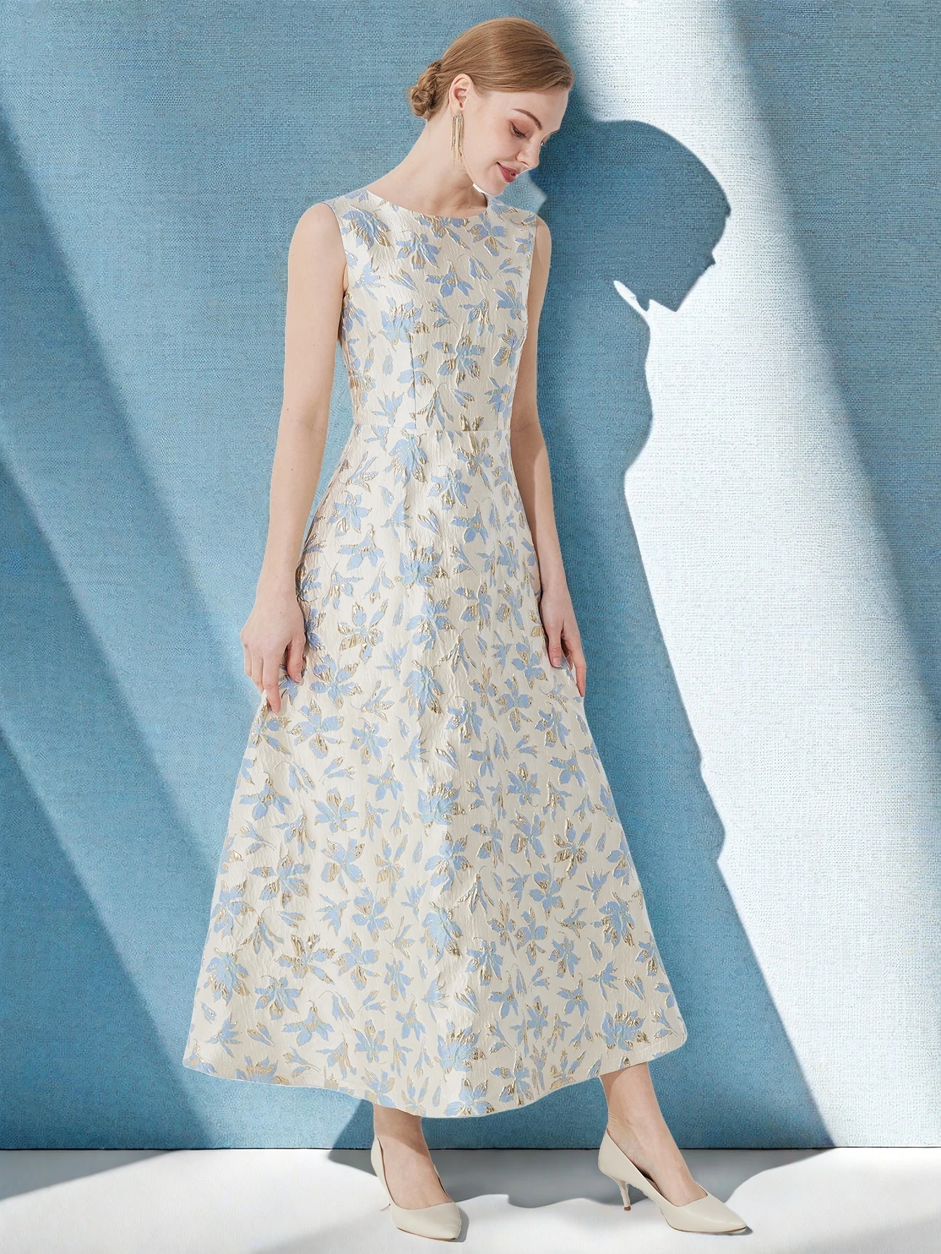 DEVCHATA Elegant Sleeveless Dress Women's Summer New Jacquard Long Maxi Dress Fashion Flower Vacation Party Girl Straps