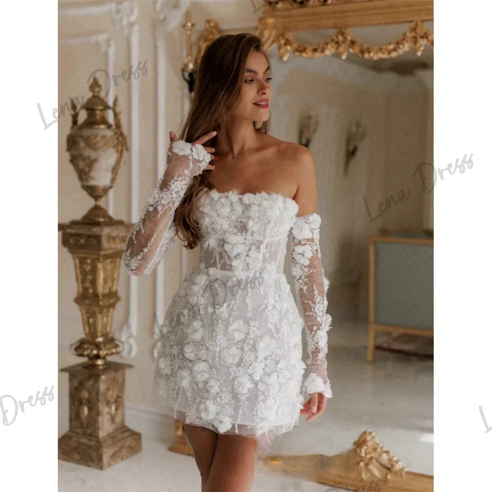 

Lena Flower Embroidery Wedding Party Dress Es White Luxurious Saudi Evening Dress Luxury 2024 Dubai Off the Shoulders Ball Gowns