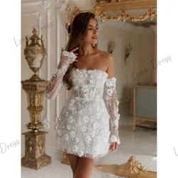 Lena Flower Embroidery Wedding Party Dress Es White Luxurious Saudi Evening Dress Luxury 2024 Dubai Off the Shoulders Ball Gowns