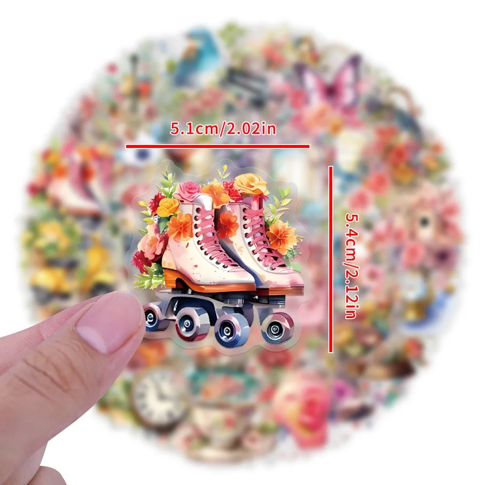 57 قطعة من ملصقات "إضافة الازدهار" الجديدة - مقاومة للماء ومجلة PET شفافة لوازم الزهور ديكور (LanLanStickersWorld Store)