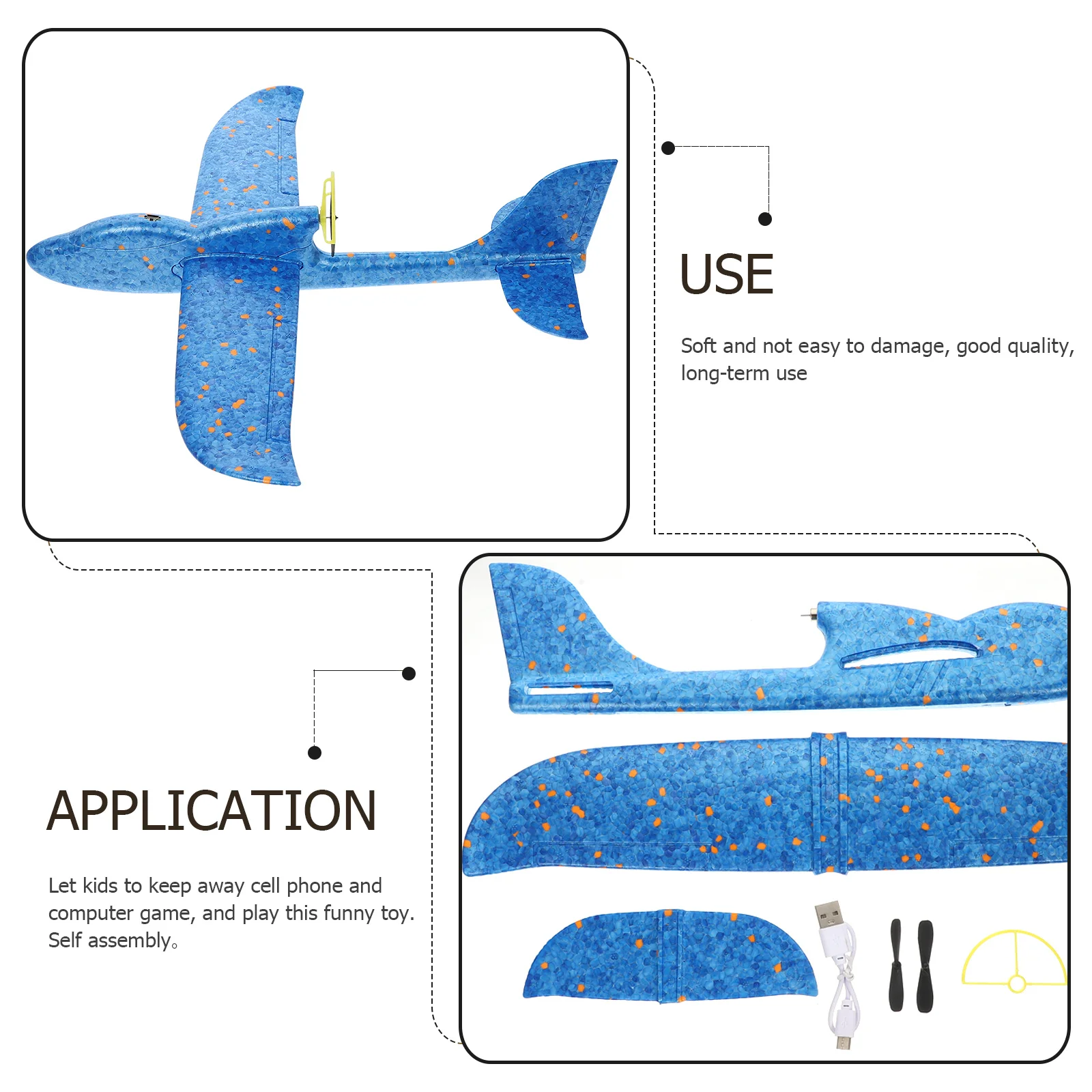 1 pz lancio a mano assemblato aereo volante durevole materiale sicuro genitore-figlio all'aperto aliante volante aereo elettrico per bambini divertimento