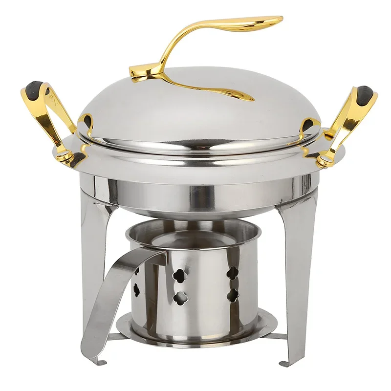 

Small Hotpot Restaurant Hotel Commercial Household Dry Gold Pot Stainless Shabu Fry Pot Thickened Steel Alcohol Pot