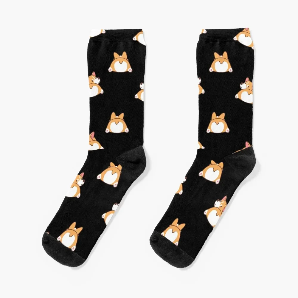 

Funny Cute Corgi Butt Pattern dark Socks snow tennis Running Soccer Men Socks Women's