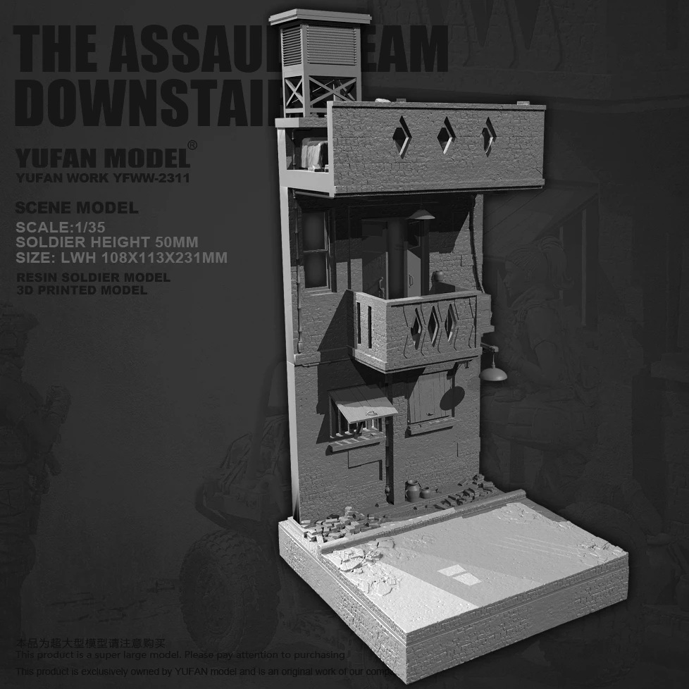 YUFAN modèle 1/35 figurine en résine scène moderne centre-ville femme équipe d'assaut scène incolore et auto-assemblé YFWW-2311 + 3D