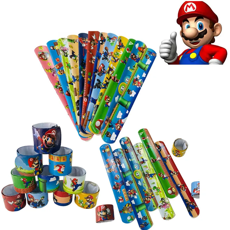 12PCS/24PCS Super Mario Anime Periphery Bracelet Christmas Party Dress Up Props Anime Figure Mario Bros Image Party Small Gifts