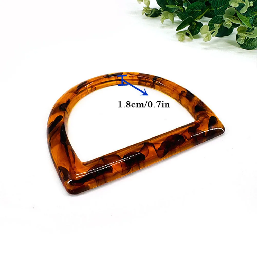 Round Shape Resin Bag Handle For Handcrafted Handbag Lepard Print Purse Frame DIY Woven Bag Accessories Fashion Bag Handles 2023