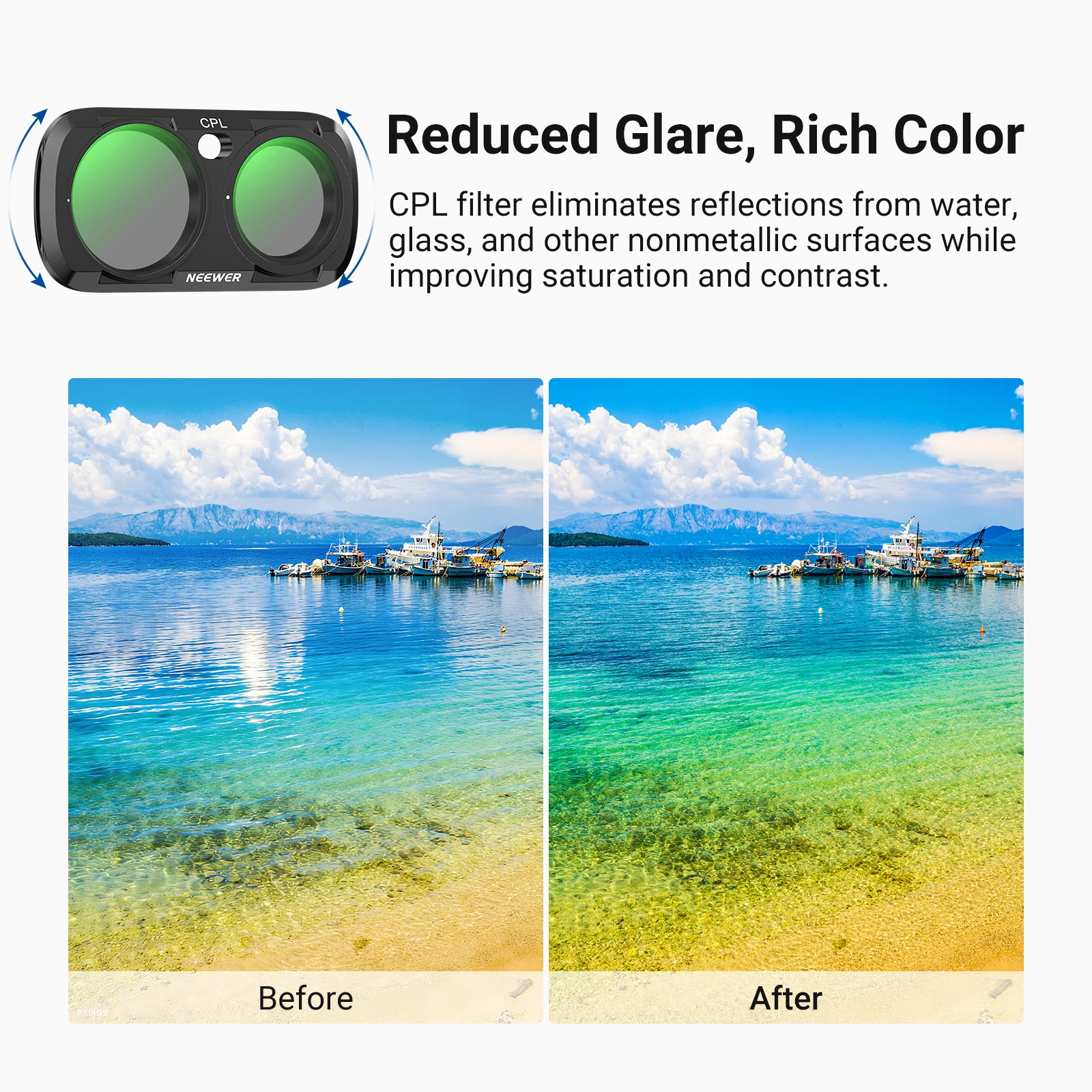 NEEWER CPL + ND Filterset für Insta360 Luna Ultra, Neutraldichte-Filter ND16 + ND64 + ND256, Polarisationsfilter für Action-Kameras – Detail 4