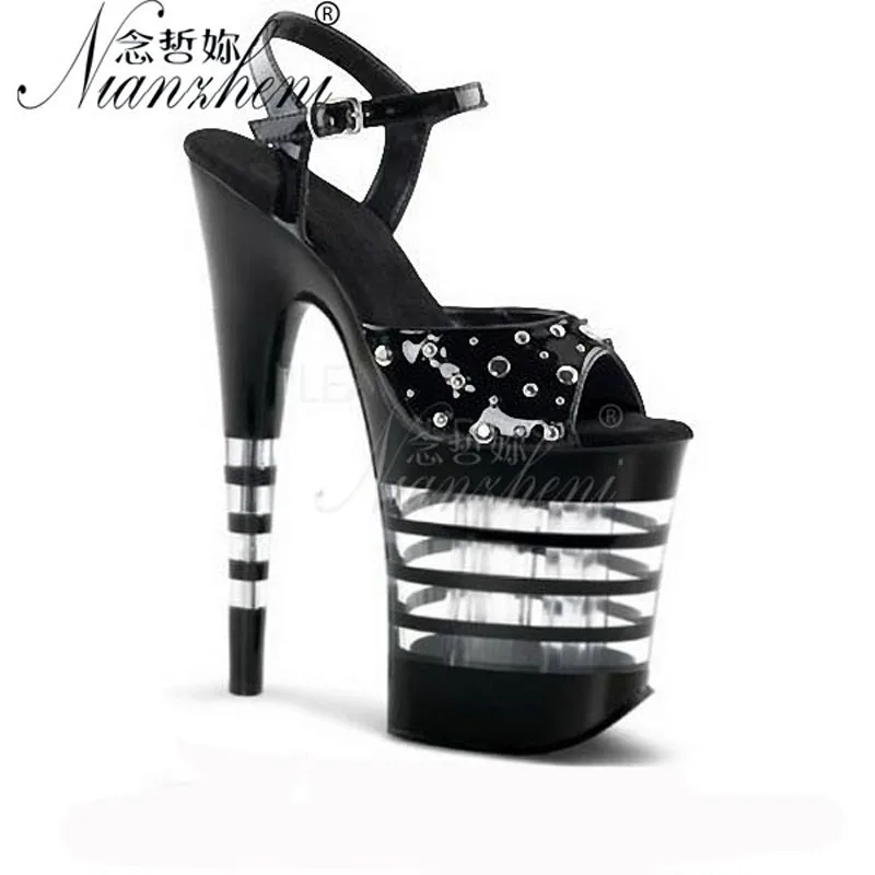 New Rivet Roman Stripping Shoes 8 Inch Heels 20CM Open Toe Platform Exotic Punk Pole Dance Shoes Women Sandals Nightclub banquet