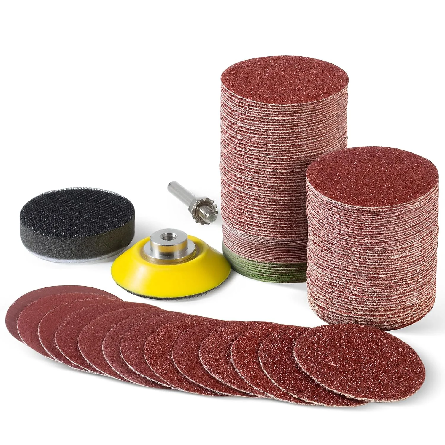 190Pcs 2 Inch Sanding Discs 40-7000 Grit Wet Dry Sandpaper, 50mm Hook & Loop Sand Pads with 1 Pc 1/4” Shank and Backing Pad