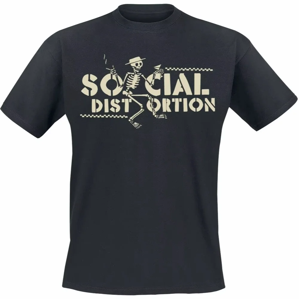 

Y2K Cotton Oversized T-Shirt with Social Distortion Skeleton Creative-Inspired Graphic featuring punk art fans