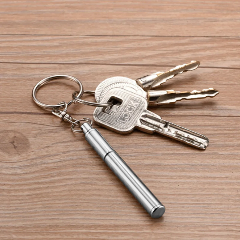 Długopis teleskopowy z kółkiem na klucze Mini długopis ze stali nierdzewnej Przenośne artykuły papiernicze