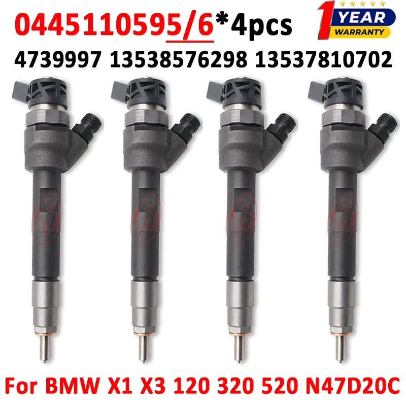 

4pcs 0445110595 0445110596 Diesel Injector Nozzle 4739997 13538576298 13537810702 For BMW X1 X3 120 320 520 N47D20C