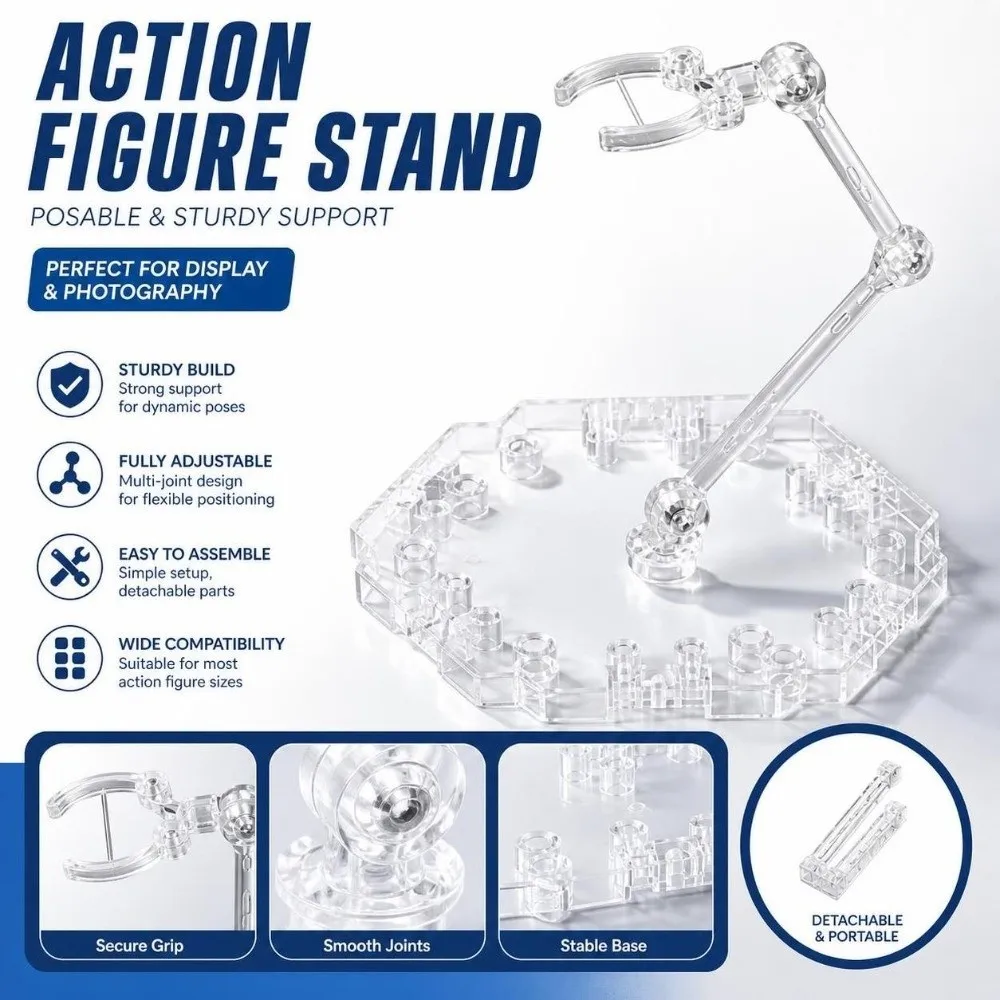 Perfect Transparent Action Figure Display Stand Movable Rack Action Figure Base Assembly PVC Figure Stand Dolls Accessories