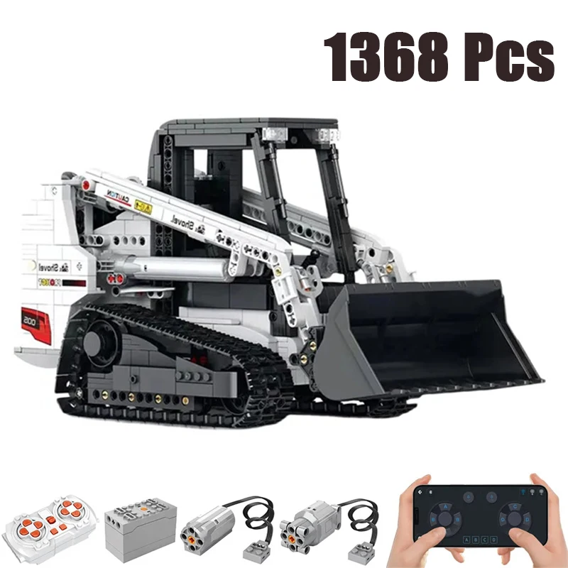 1366pcs High-Tech Bobcat Glide Loader Excavator RC Engineering Vehicle 22004 Moc Bricks Technical Model Building Blocks Boy Toys