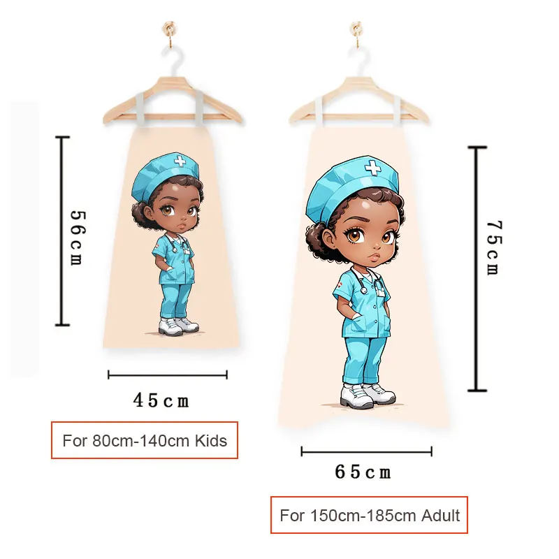 Afro Black Nurse Girl King Reading / Play Guitar Violin Kitchen Apron Women Home Cleaning Clothing Chef Waiter Cooking Pinafore