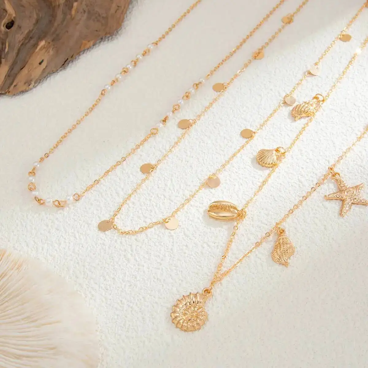 IngeSight.Z 3 قطعة/المجموعة بوهو نجم البحر محارة قلادة الخصر البطن سلسلة المرأة الصيف الشاطئ مثير البيكينيات حزام مجوهرات للجسم اكسسوارات