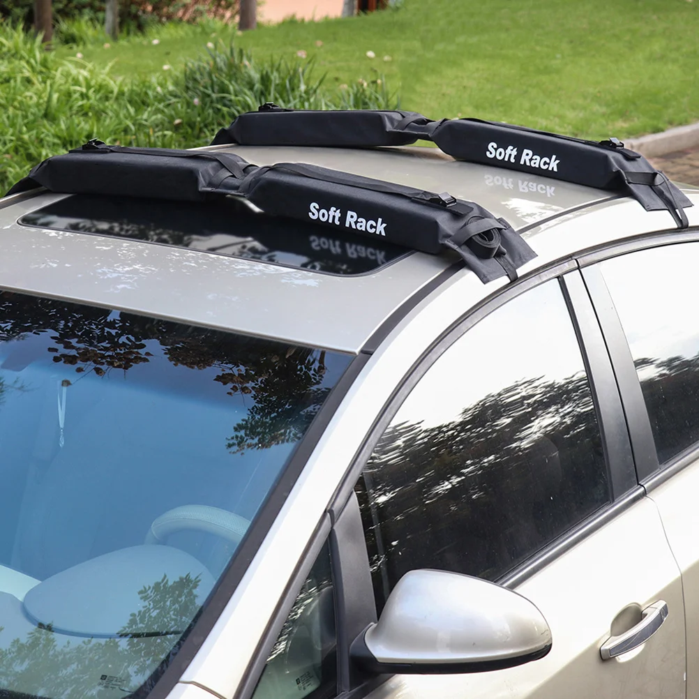 

2Pcs Universal Car Roof Rack Foldable Luggage Carrier Black Heavy Duty Waterproof Cargo Rack Stable Soft Anti Scratch Bottom