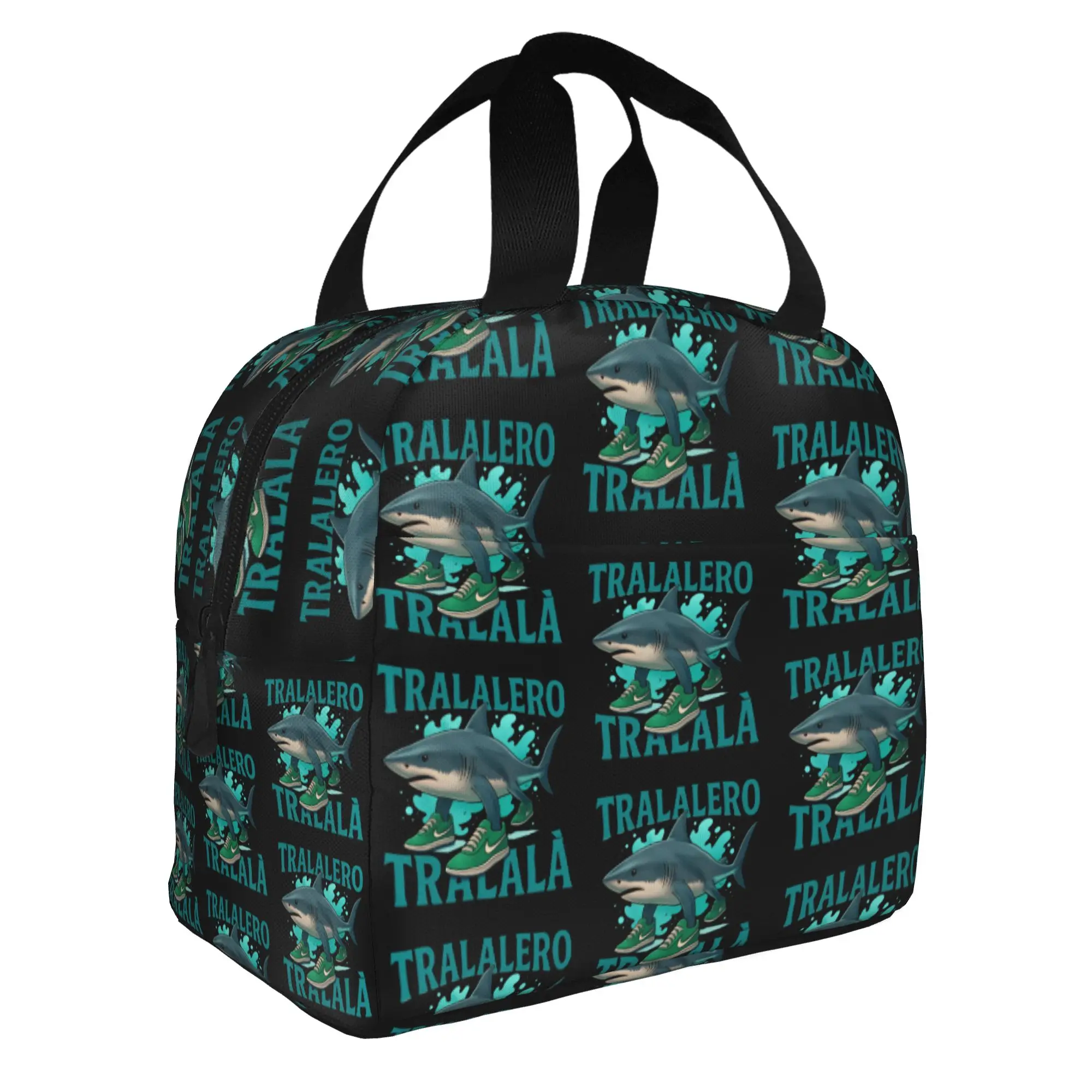 Italian Brainrot Tralalero Tralala Portable Lunch Box Women Funny Meme Cooler Thermal Food Insulated Lunch Bag Office Work