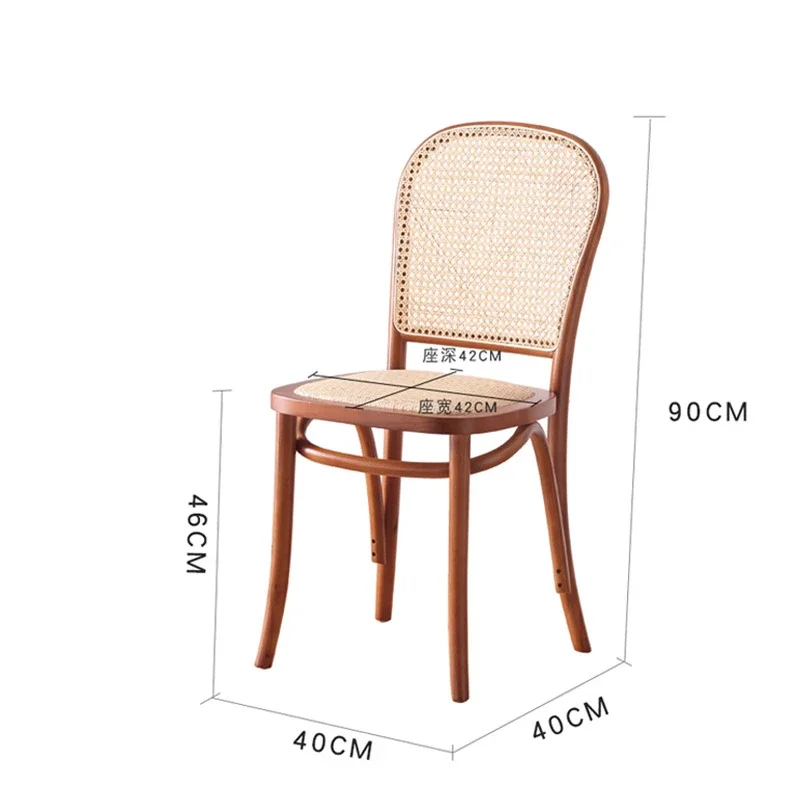 Home Designer Rattan Chair – Retro Rattan Woven Back Chair Light Luxury Hotel Solid Wood Cafe Dining Seating Living Room Chair