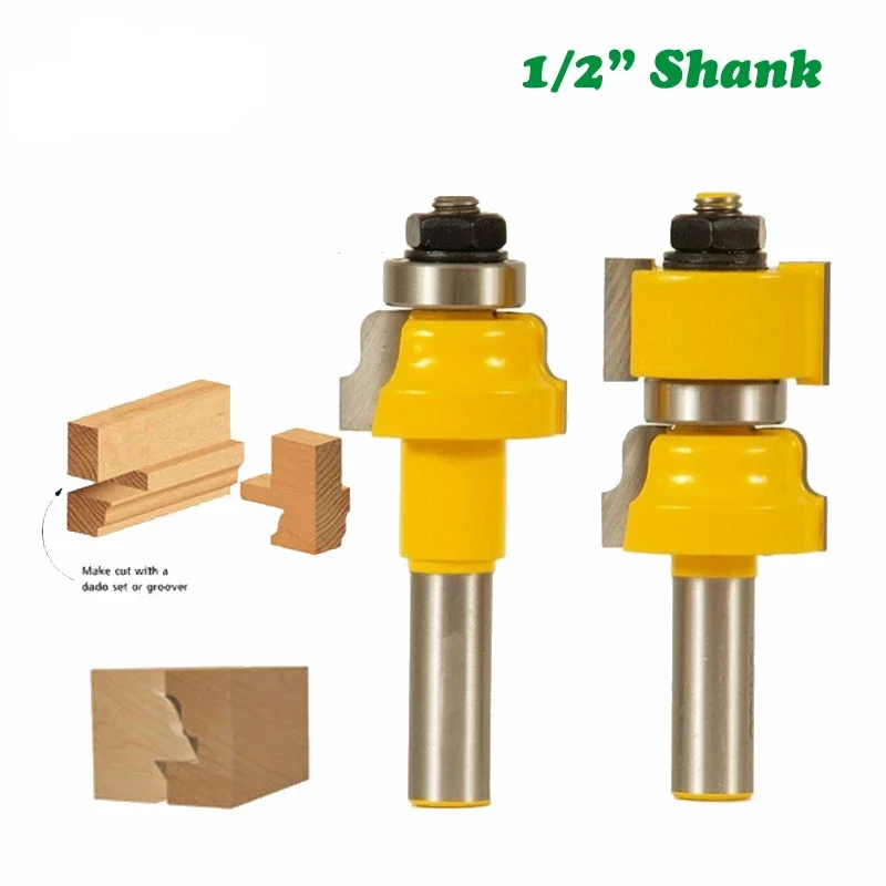 Woodworking Milling Cutter 1/2 Handle 2-piece Set, Long Mortise Joint Cutter, Door Milling Cutter Head