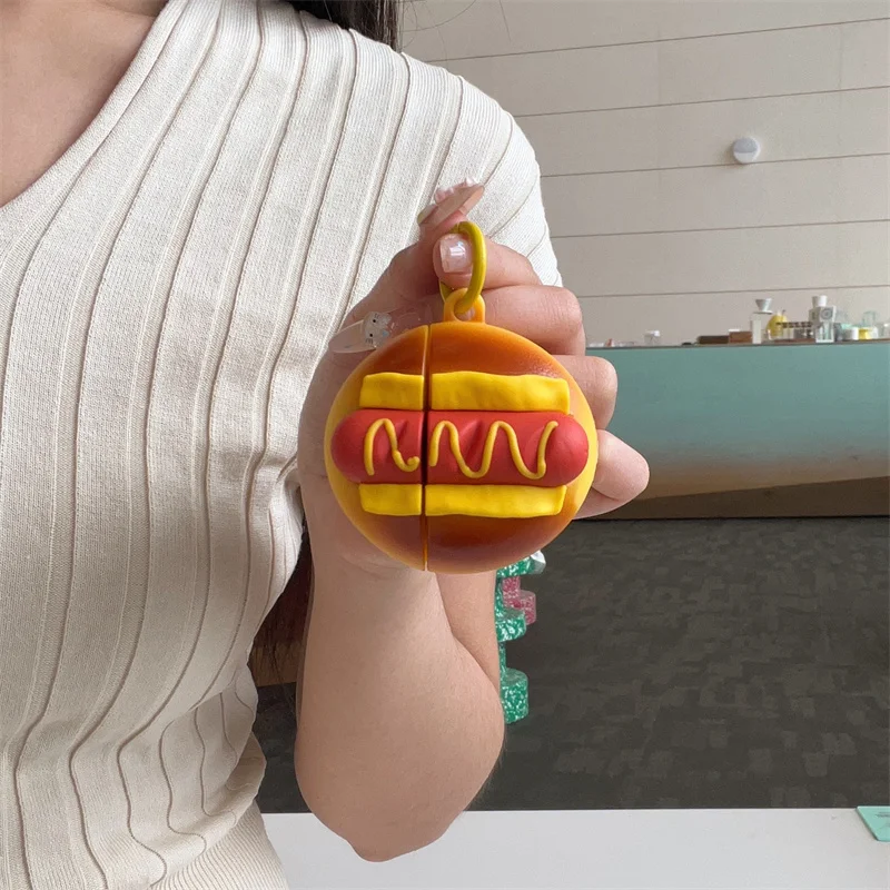 Funda protectora de silicona para auriculares con diseño de hamburguesa y queso divertido para AirPods1 2 3 4 Pro Pro2