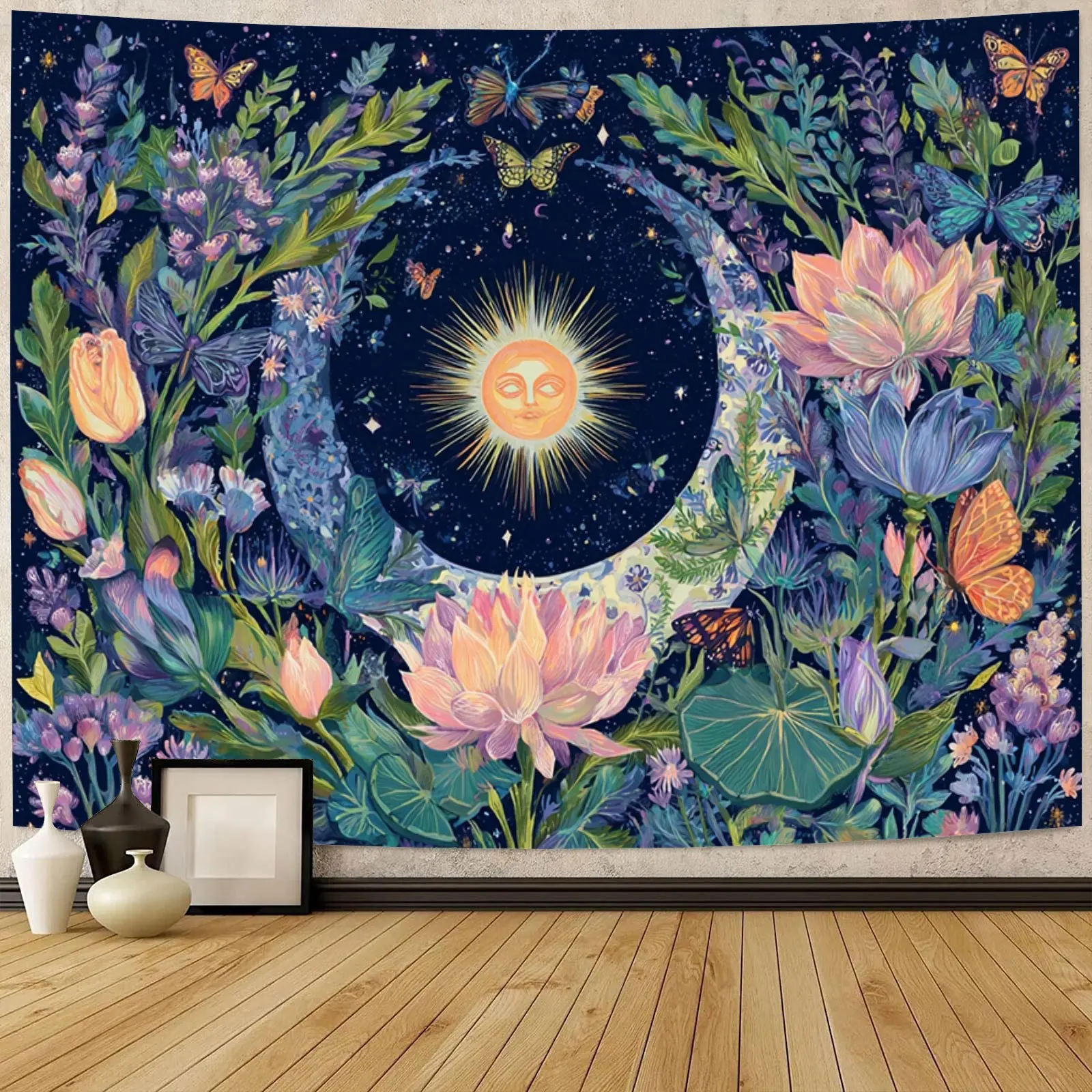 Floral and Luminous Landscape Digital printing polyester wall hanging tapestry decorative Living room bedrooms background gift