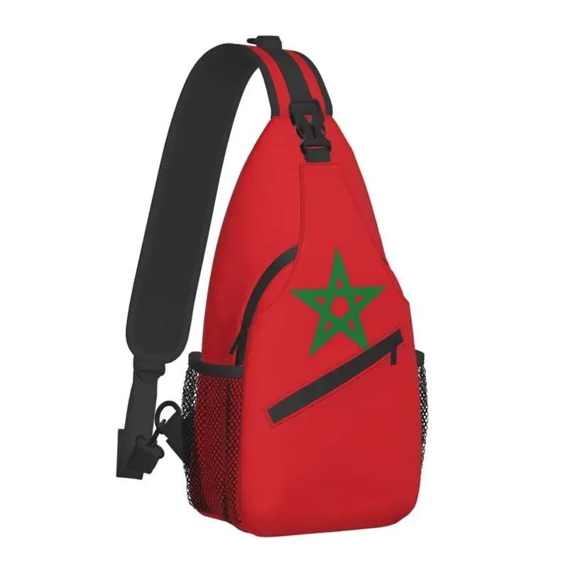 The Flag Of Morocco Sling Chest Crossbody Bag Men Fashion Shoulder Backpack for Camping Biking