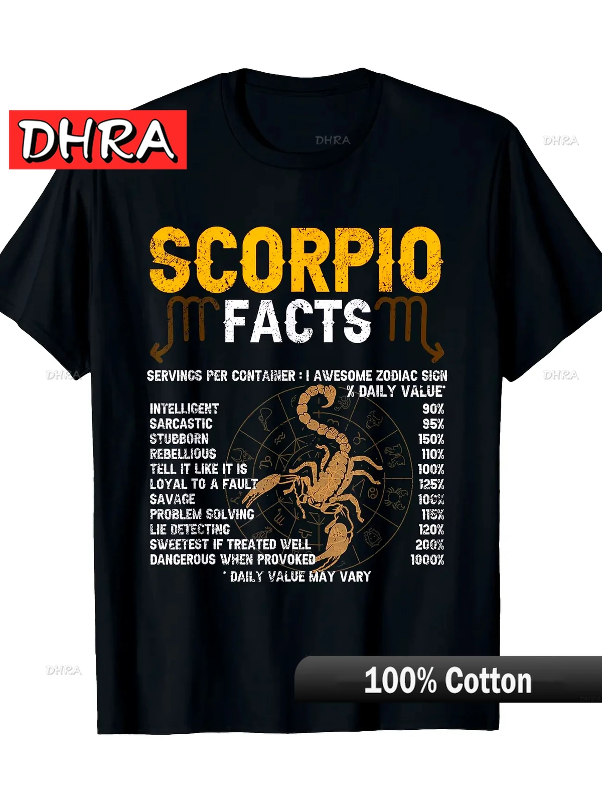 Escorpio hechos signo del zodiaco personalidad horóscopo partes divertidas camiseta 100% algodón regalo para novio impreso camiseta Punk algodón Y2K