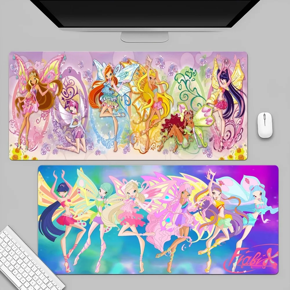 Girl W-Winx Clubs  80x30cm XL Lockedge Office Computer Desk Mat Table Keyboard Big Mouse Pad Laptop Cushion Non-slip