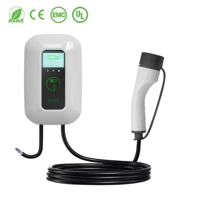 HQ EV Charging Station Type2 Electric Car Charger Wallbox 32A 7/16A 11KW Charging by swipe card Electric Car Charging Station