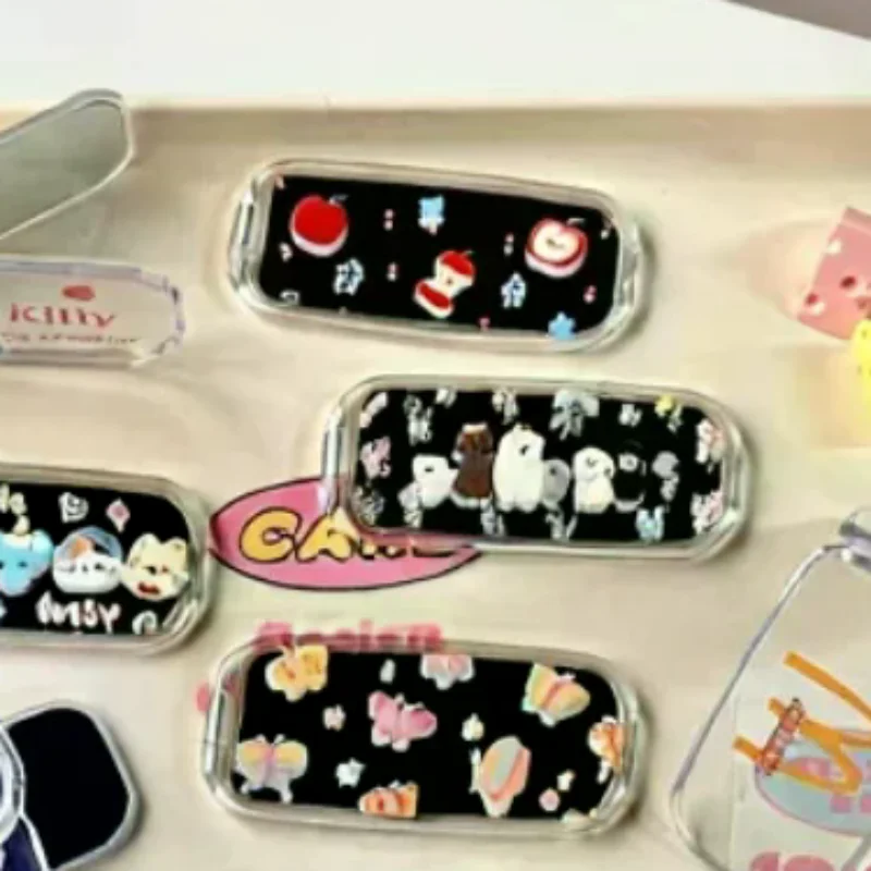 

Держатель для телефона с зеркалом для макияжа с милым мультяшным котом и собакой — складная подставка двойного положения, аксессуары для мобильных телефонов