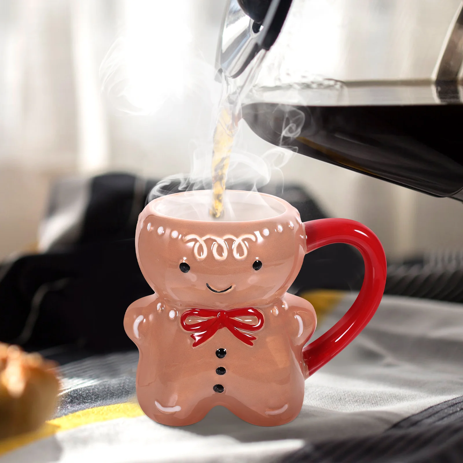 Gingerbread Man Cup Christmas Decor Coffee Cups Gnome Mugs Birthday Decoration for Girl Decorative Ceramic Latte